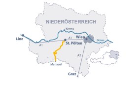 Niederösterreich Karte mit eingezeichneter Route der Mariazellerbahn