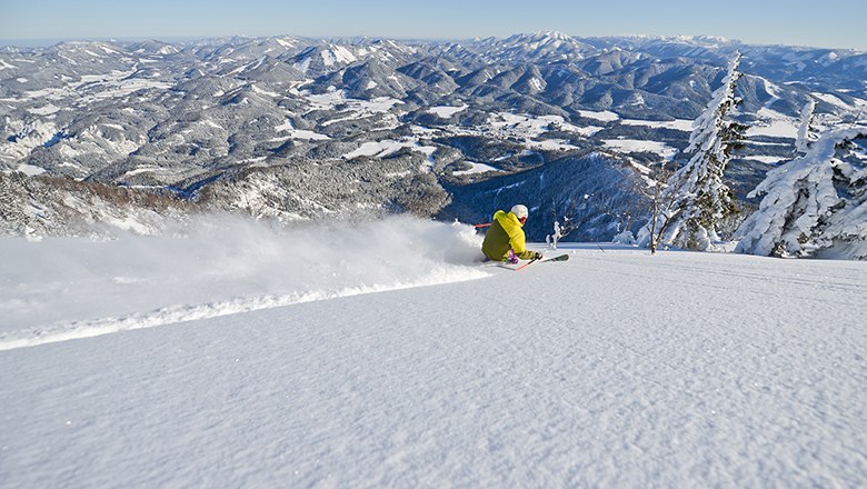 Bestens präparierte Pisten auf der Gemeindealpe, © Bergbahnen Mitterbach/Lindmoser